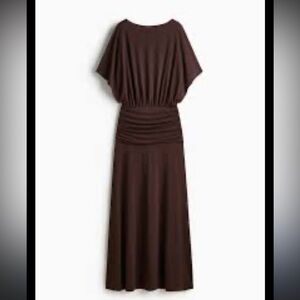 H&M Divided Brown Draped Midi Dress – New Collection, M Elegant Brown Maxi Dress